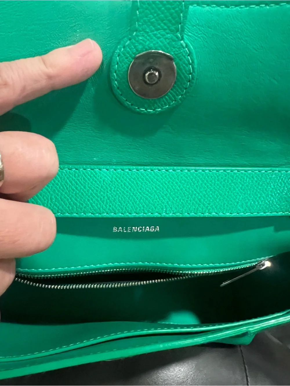 Balenciaga Emerald Green Leather 'B' Logo Crossbody Bag